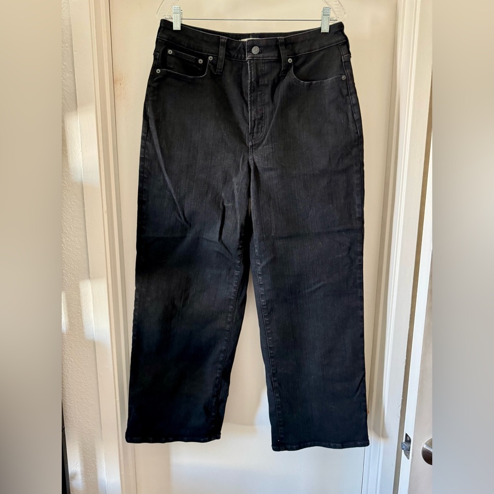 Madewell Curvy Perfect Vintage Wide Leg Jean in Black Rinse Wash, Size 31